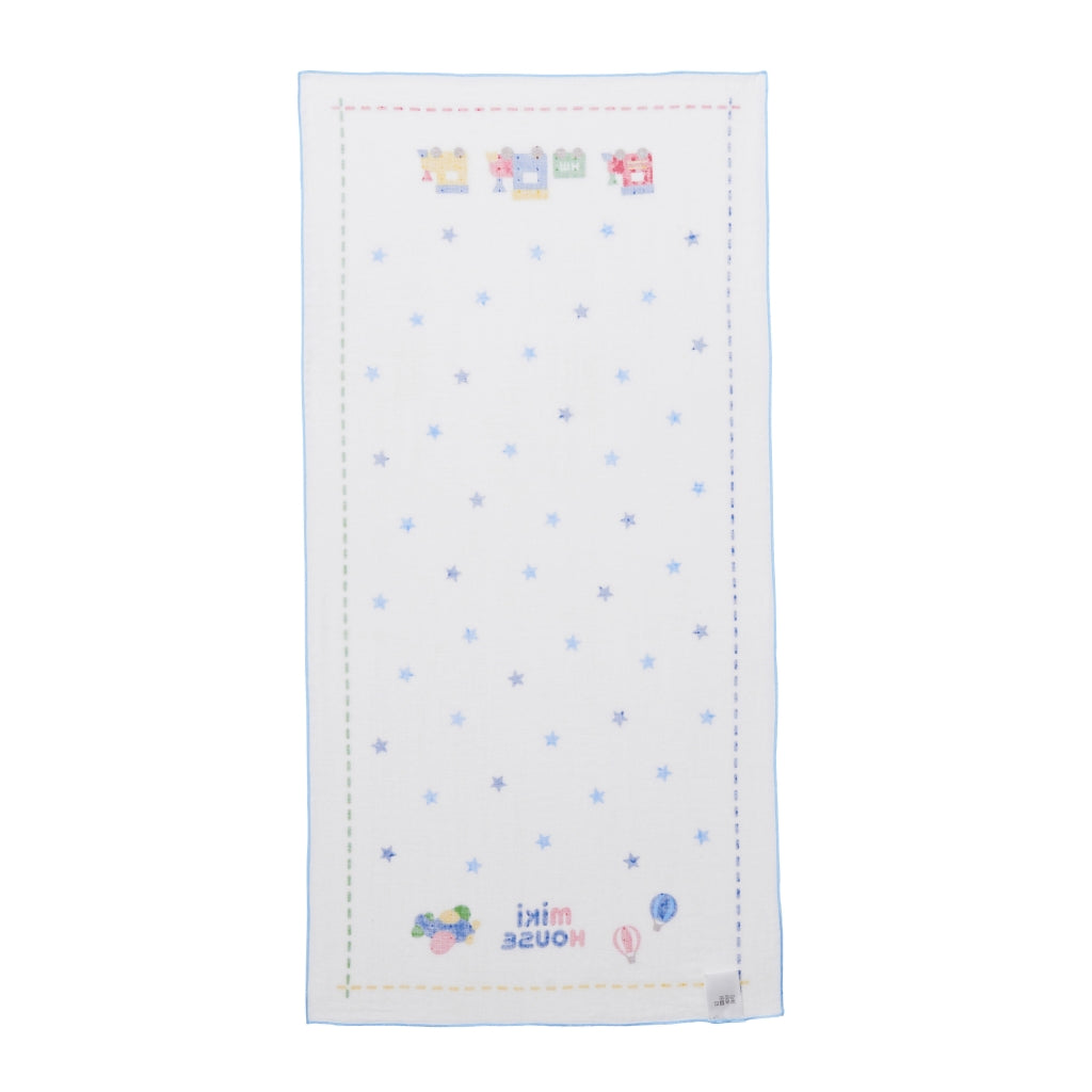 Two-Piece Gauze Towel Set (Stars and Mount Fuji motif)