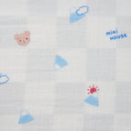 Two-Piece Gauze Towel Set (Stars and Mount Fuji motif)