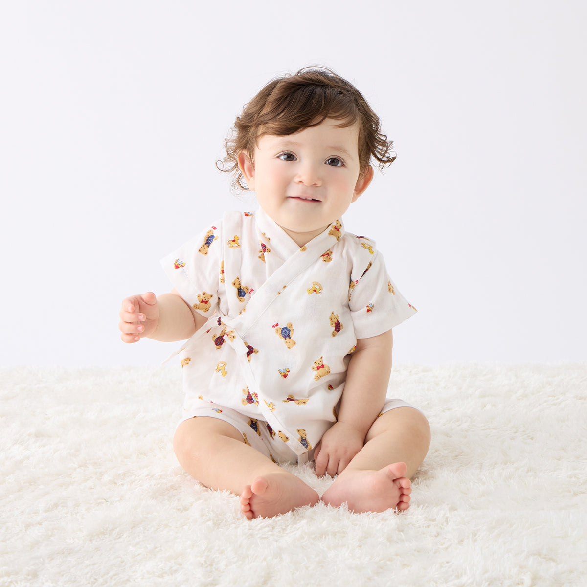 MIKI HOUSE Bear Collection Double Gauze Jinbei All