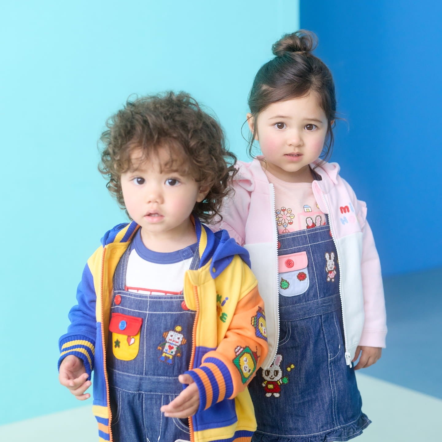 Retro Game Pixel Embroidery Colour-Block Hoodie