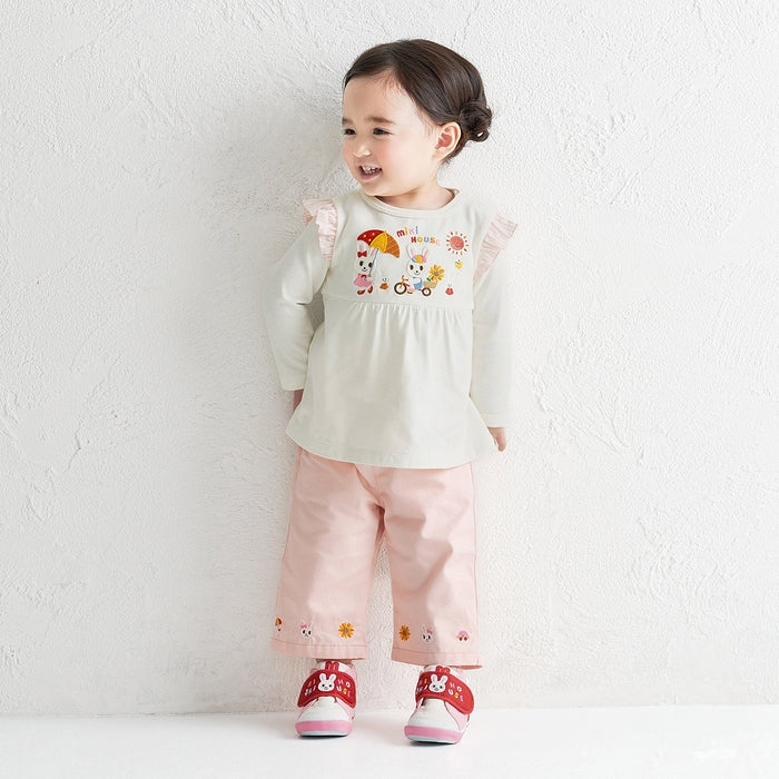 Usako Sunflower Bicycle Long-Sleeve T-shirt with Ruffled Shoulders