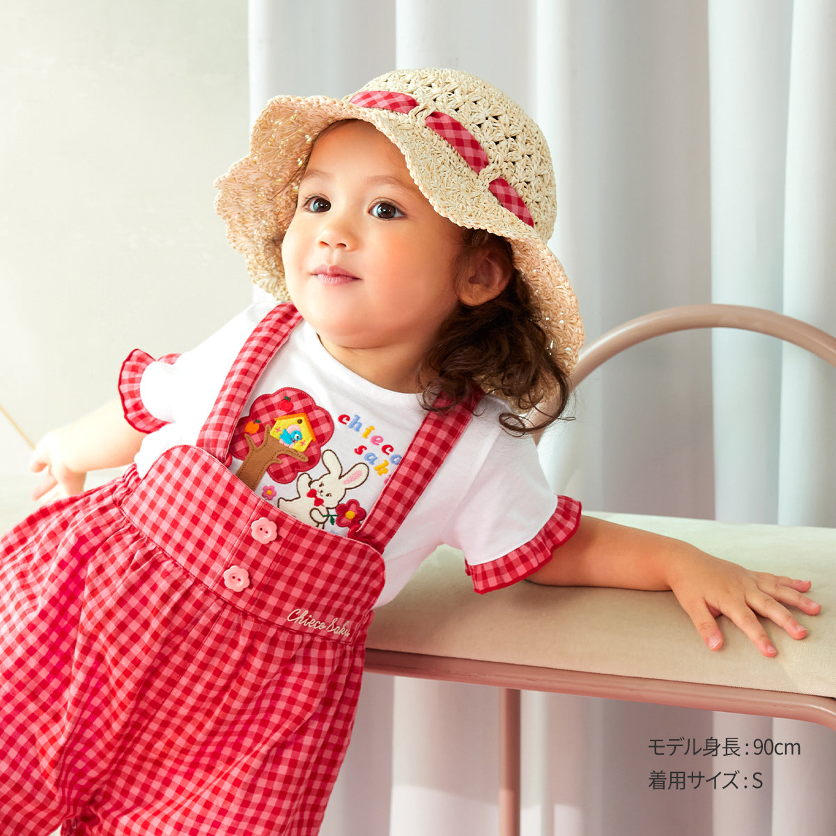 Chieco Saku Gingham Bow Straw Hat