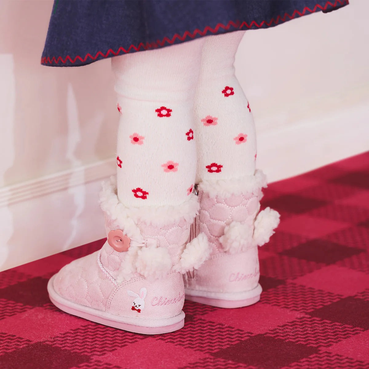 Flower Quilted Mouton Boots