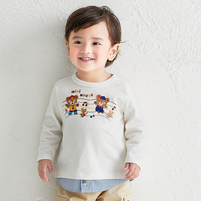 Layered Stripe Hem Long-Sleeve T-Shirt