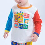 Colourful Bear Long-Sleeved T-Shirt with Corduroy Elbow Patches
