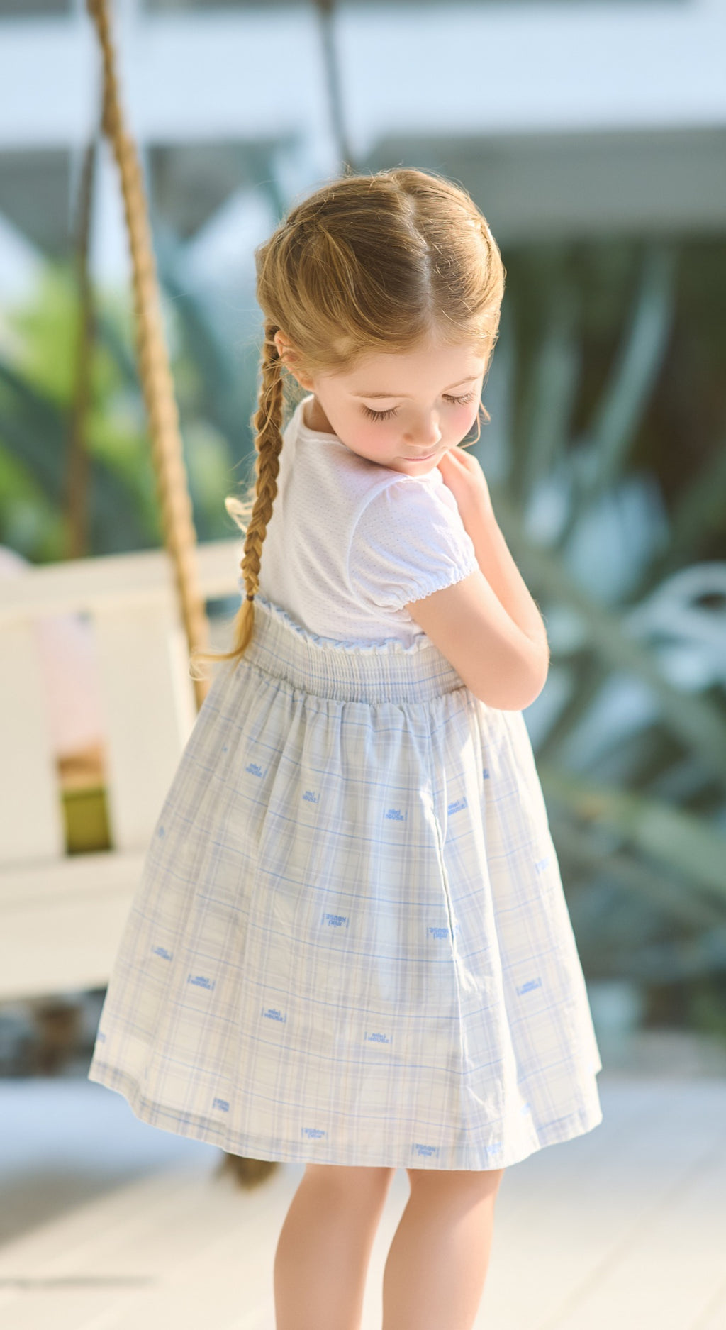 Plaid Cut Jacquard Docking Dress