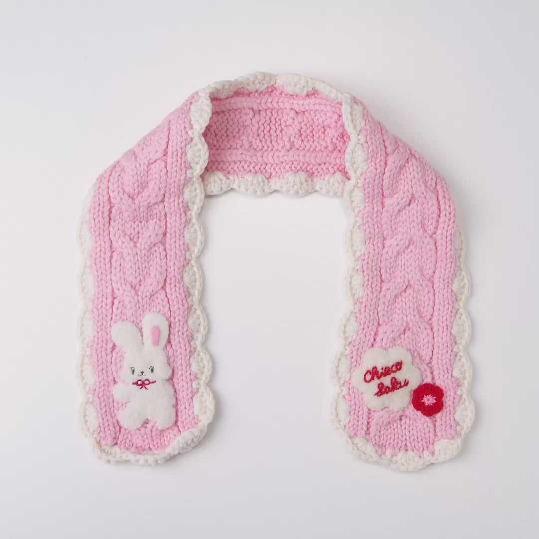 Chieco Saku Season Colour Grey Cable-Knit Scarf