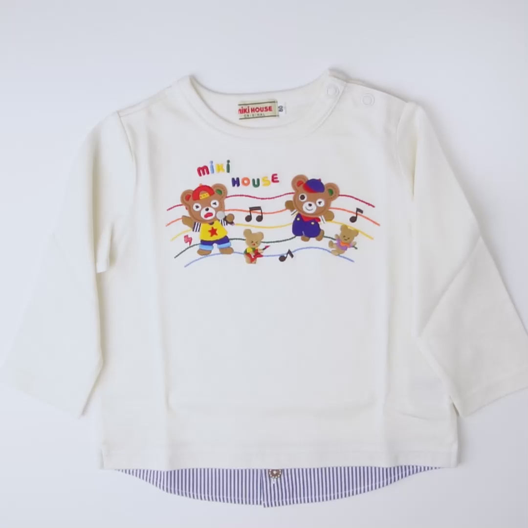 Layered Stripe Hem Long-Sleeve T-Shirt