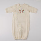 Bear Embroidered Knit-Quilt 2-Way Coverall