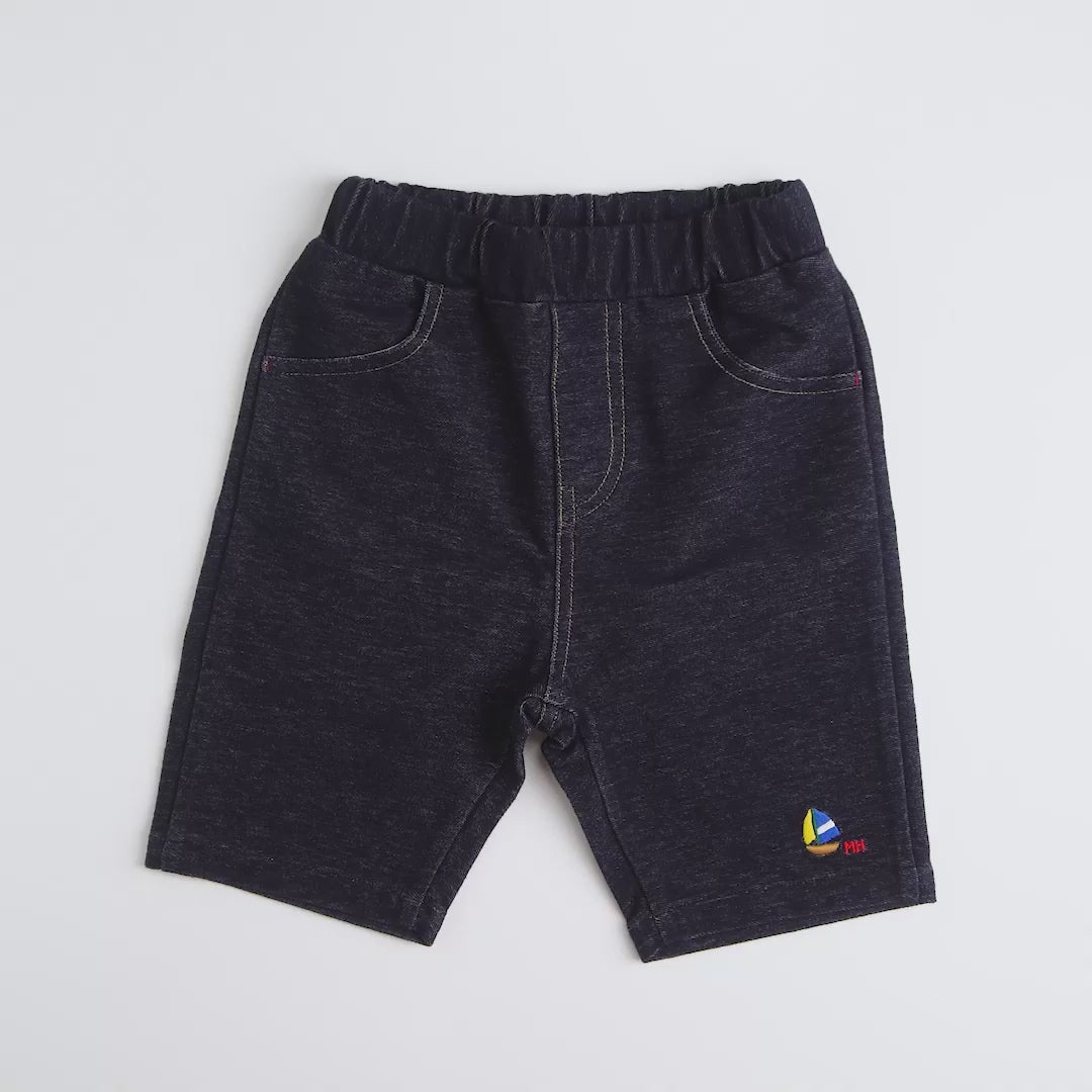 Yacht Embroidered Stretch Denim Cropped Trousers