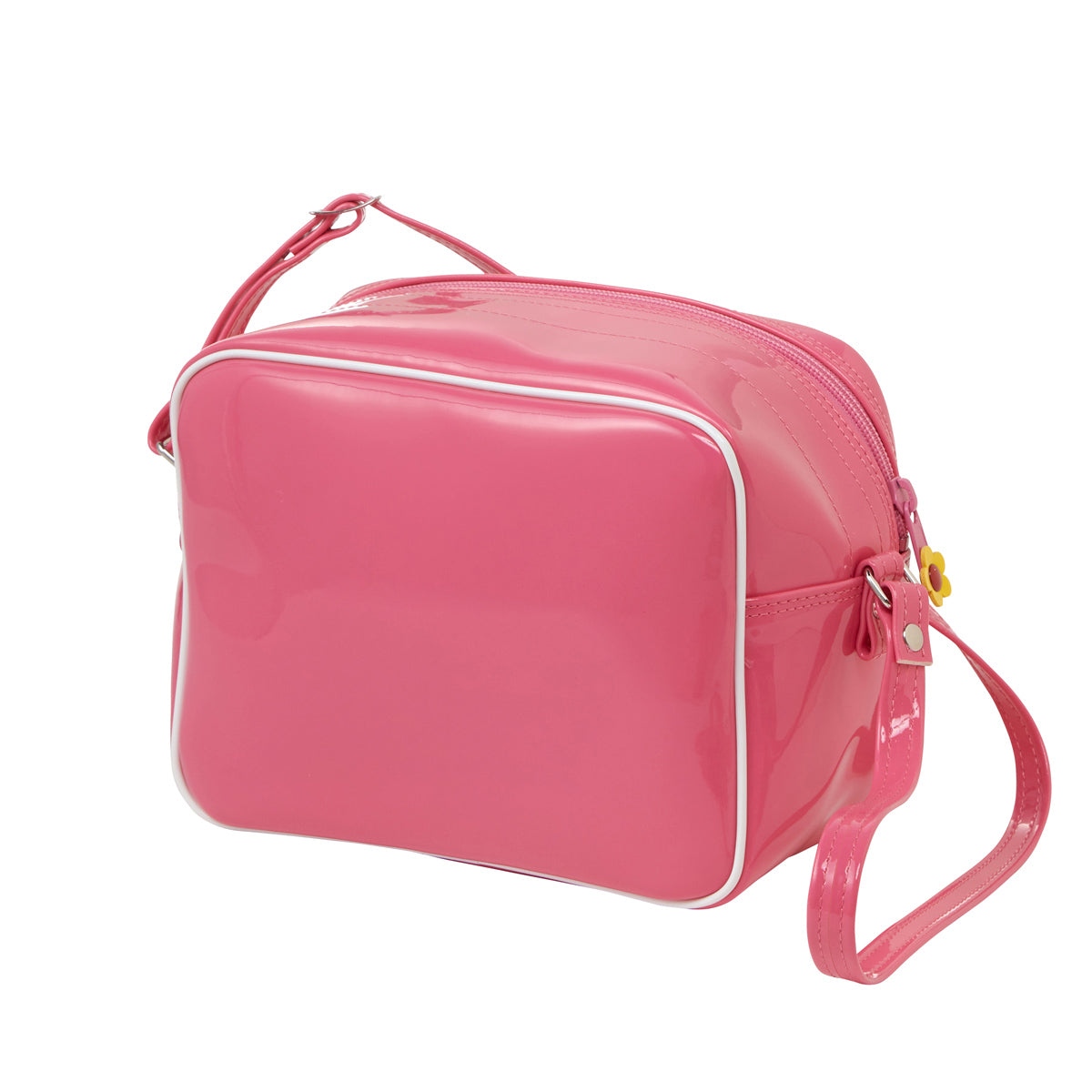 Enamel Shoulder Bag with Floral Appliques