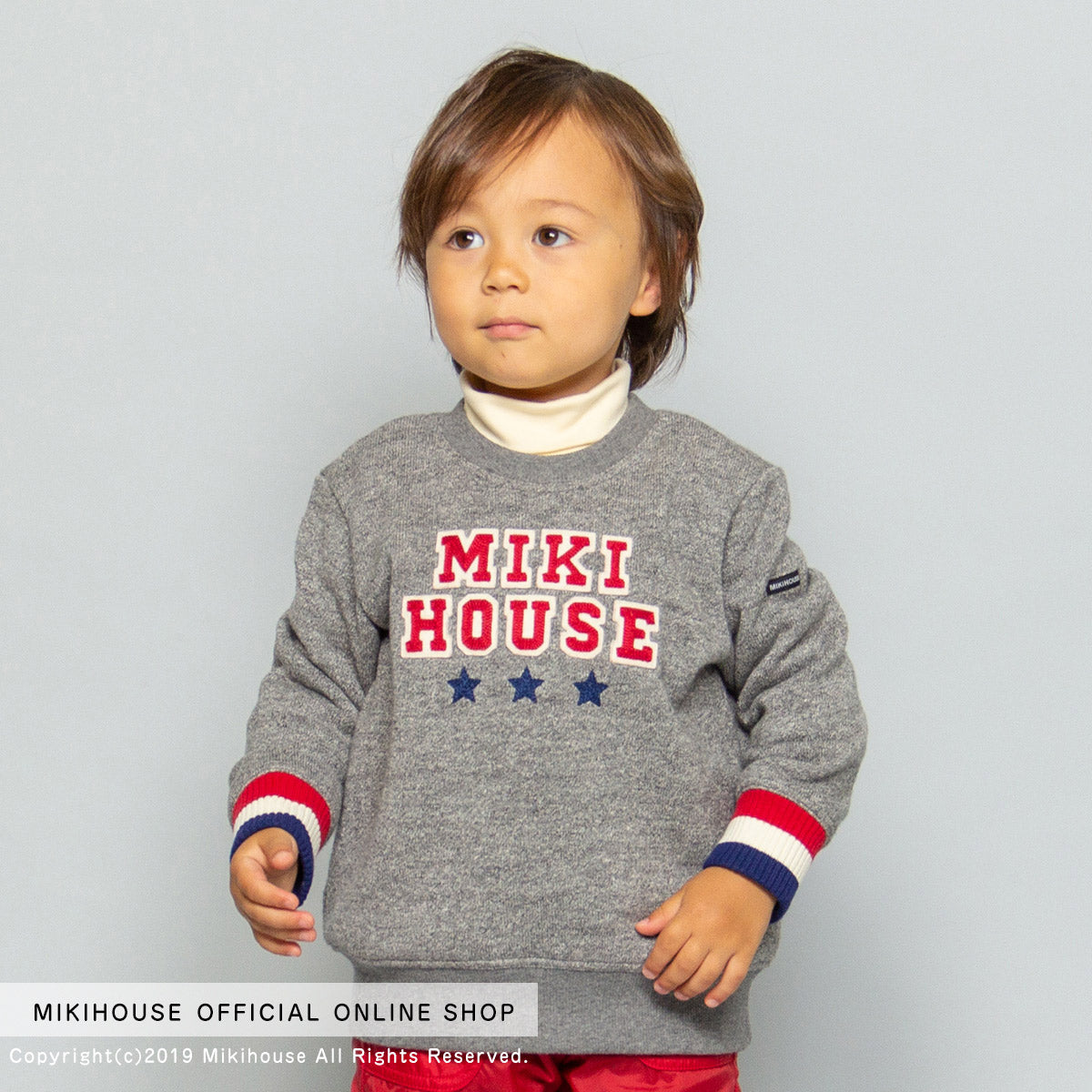 MIKI HOUSE Fleece Lined Triple Stars Sweatshirt