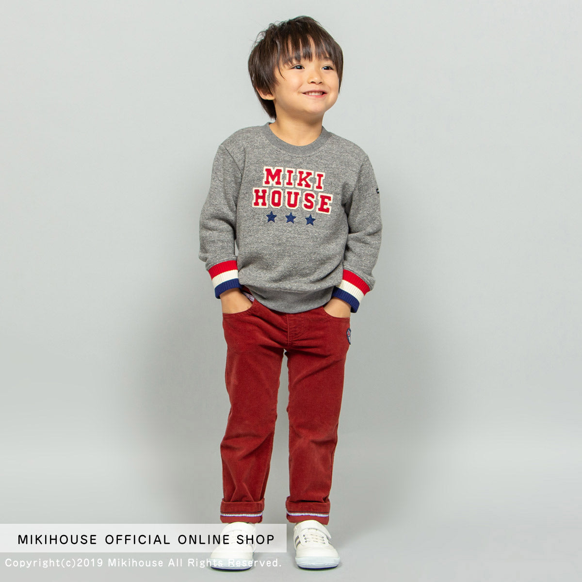 MIKI HOUSE Fleece Lined Triple Stars Sweatshirt