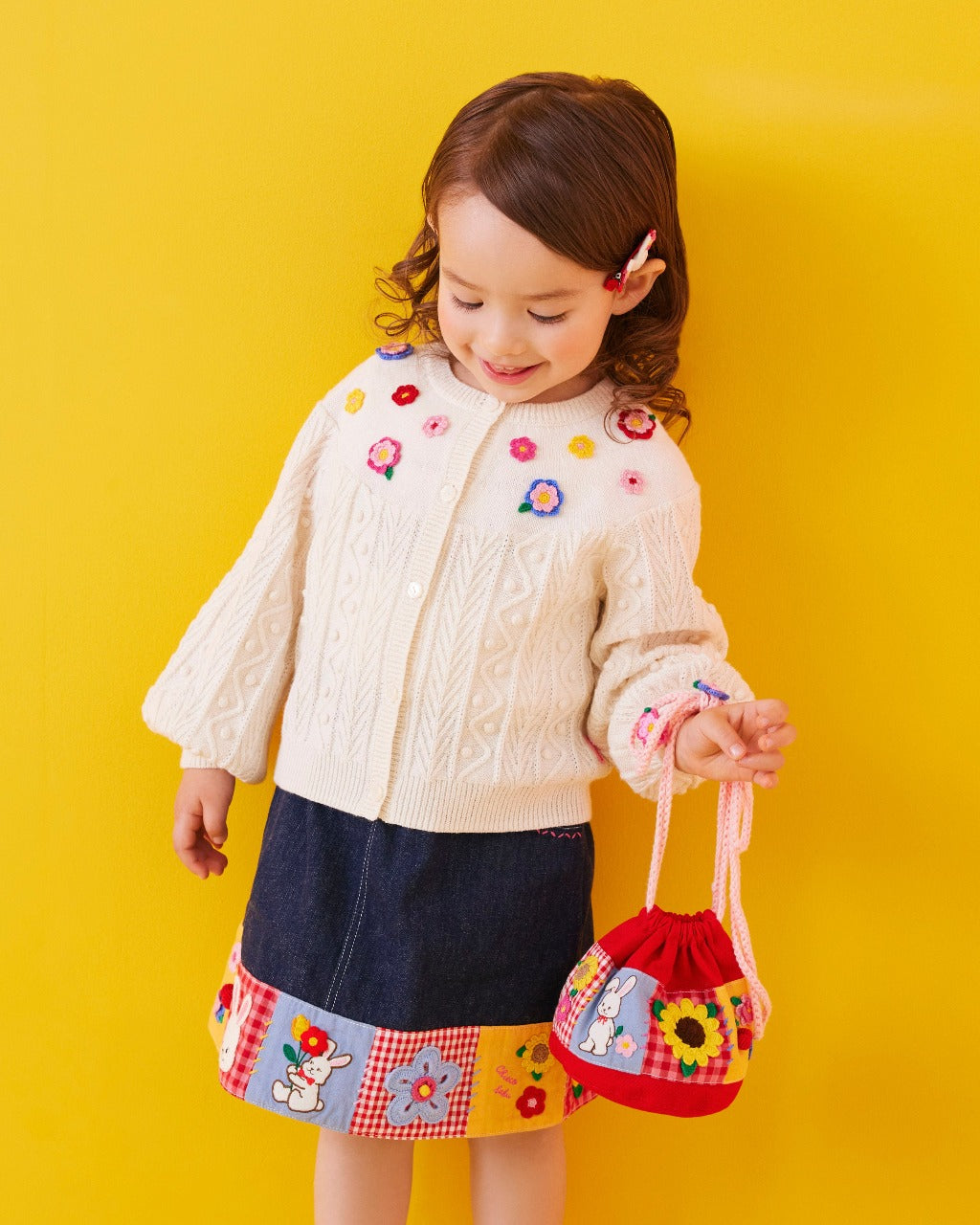 Chieco Saku Patchwork Embroidery Drawstring Bag