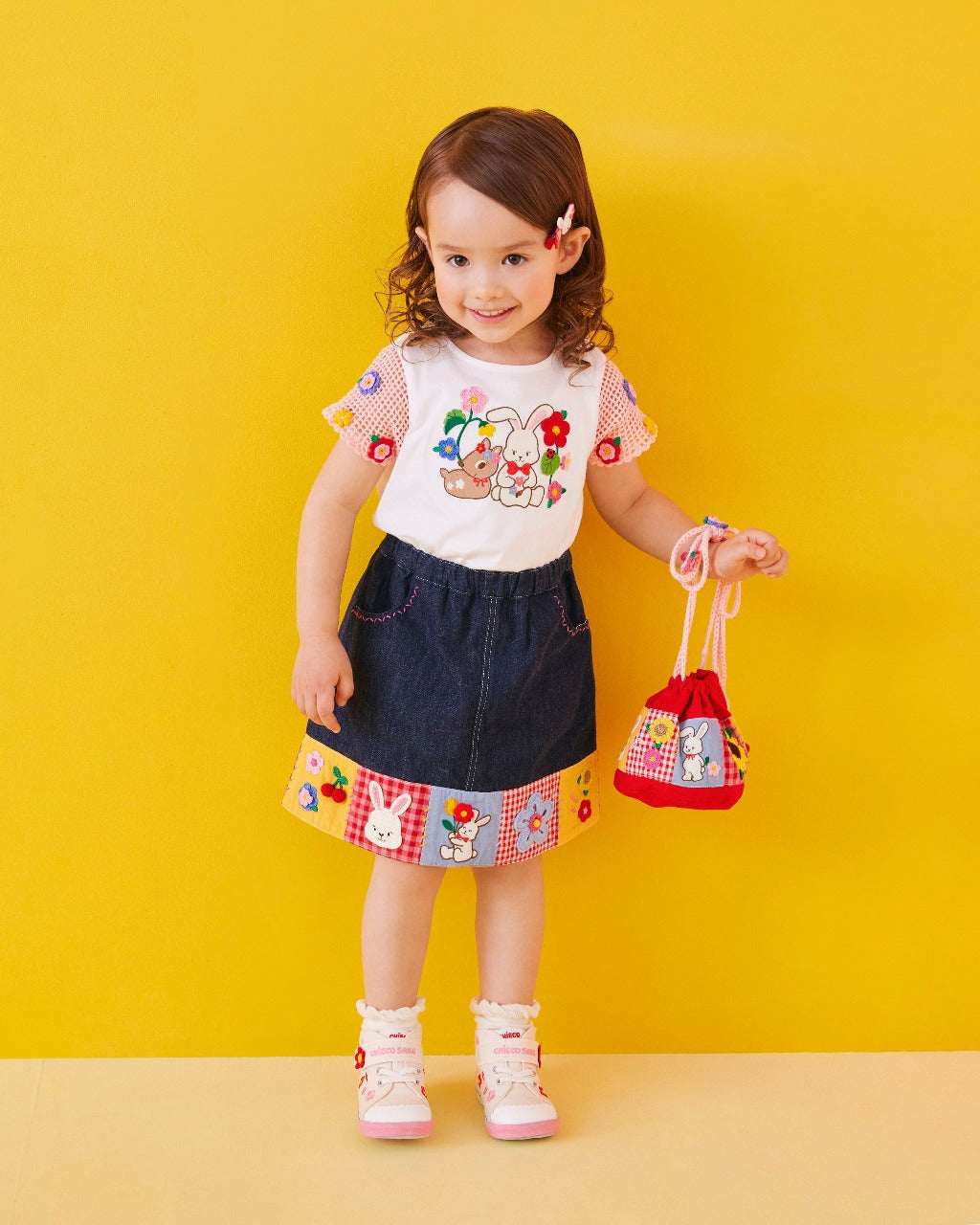 Chieco Saku Patchwork Embroidery Drawstring Bag