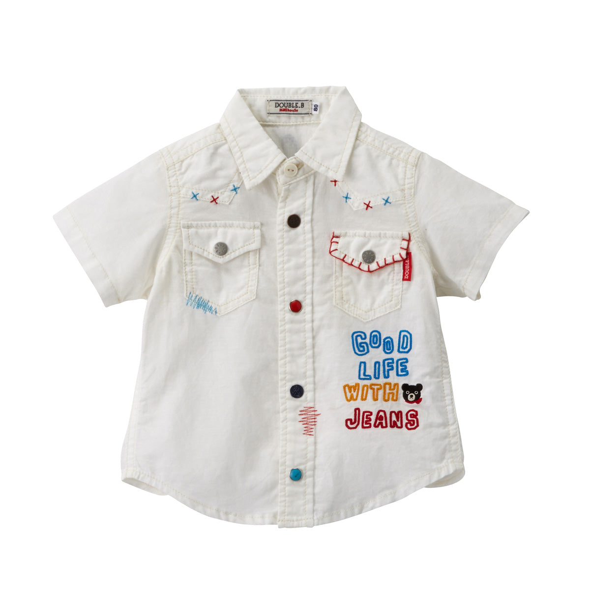 DOUBLE B Short Sleeve Shirt Enameled Buttons